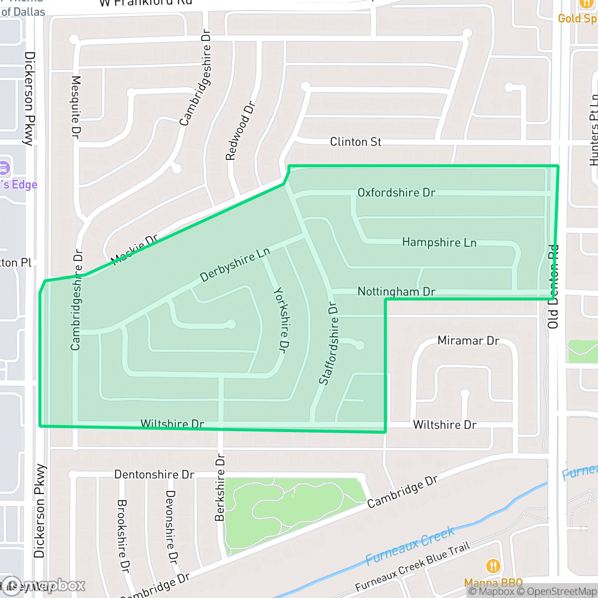 Map showing the location of Nottingham, Carrollton, TX