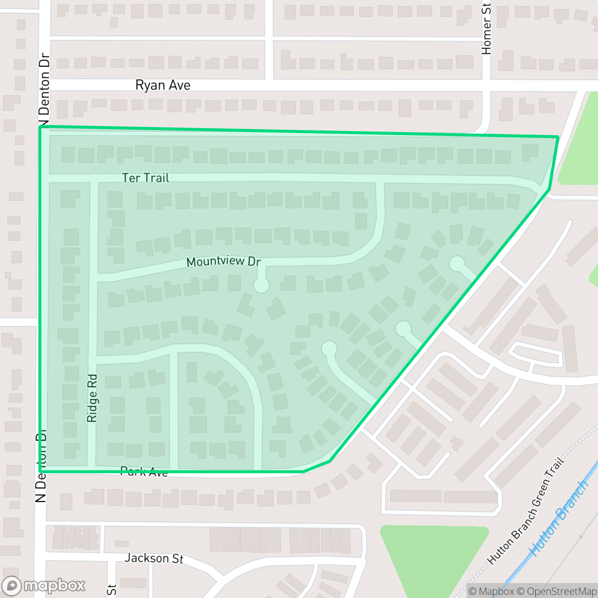 Map showing the location of Park Terrace, Carrollton, TX