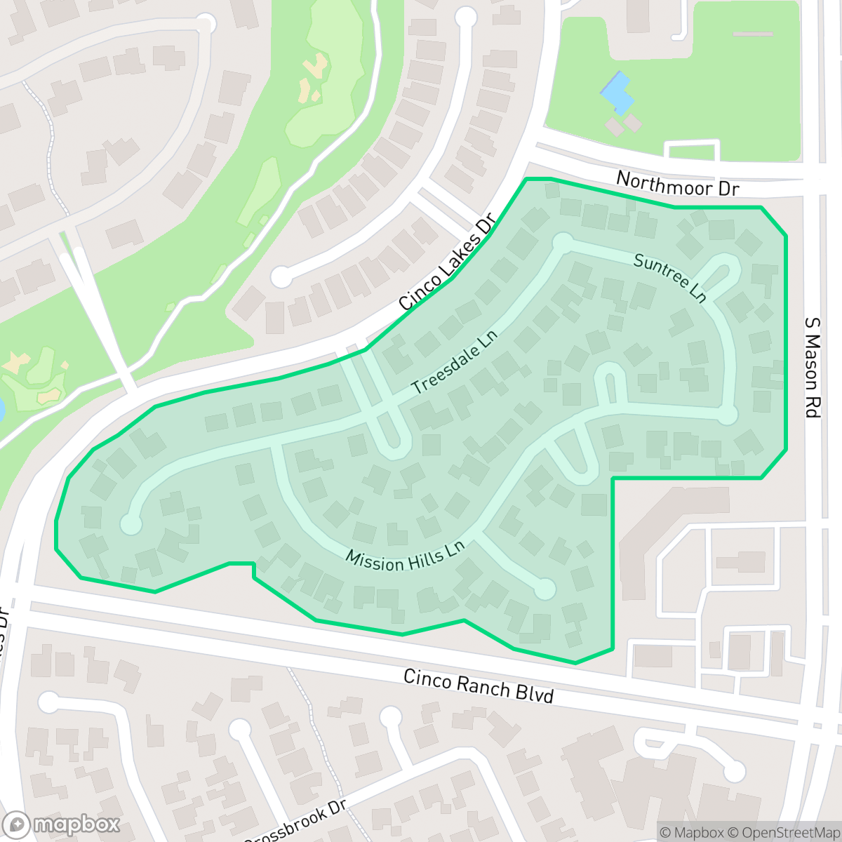 Map showing the location of Brentwood Glen, Cinco Ranch, TX