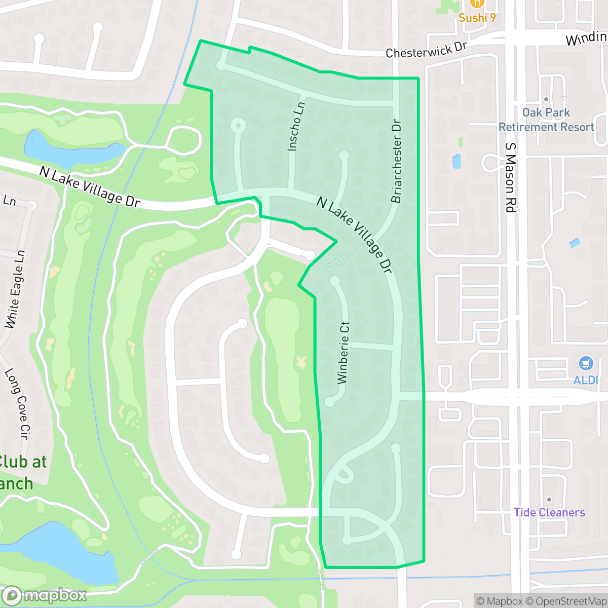 Map showing the location of Cambridge Crossing, Cinco Ranch, TX