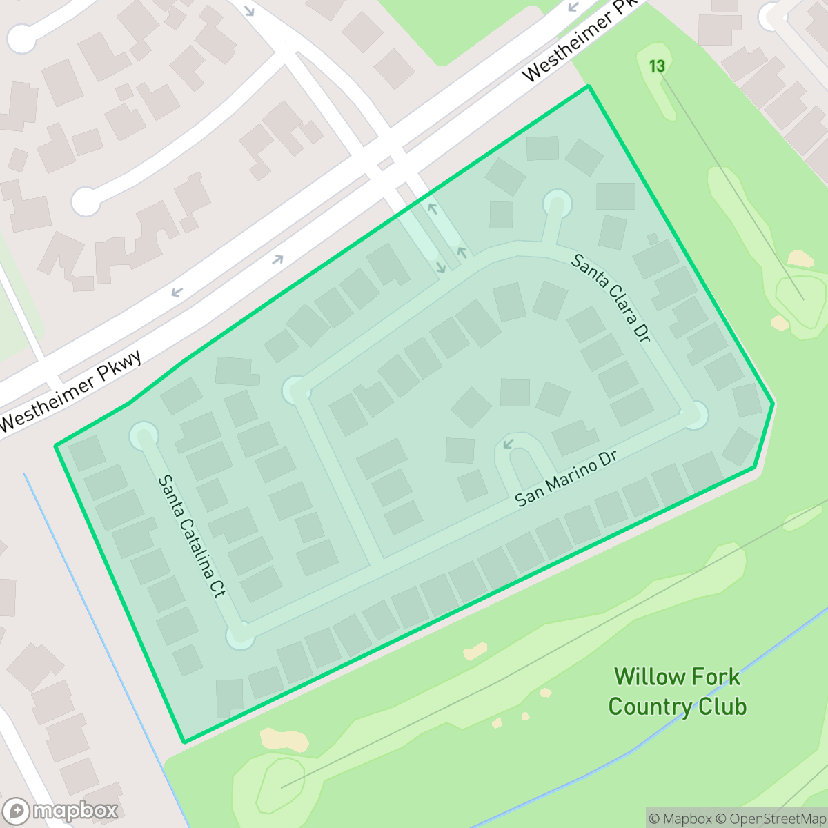 Map showing the location of Kelliwood Links, Cinco Ranch, TX