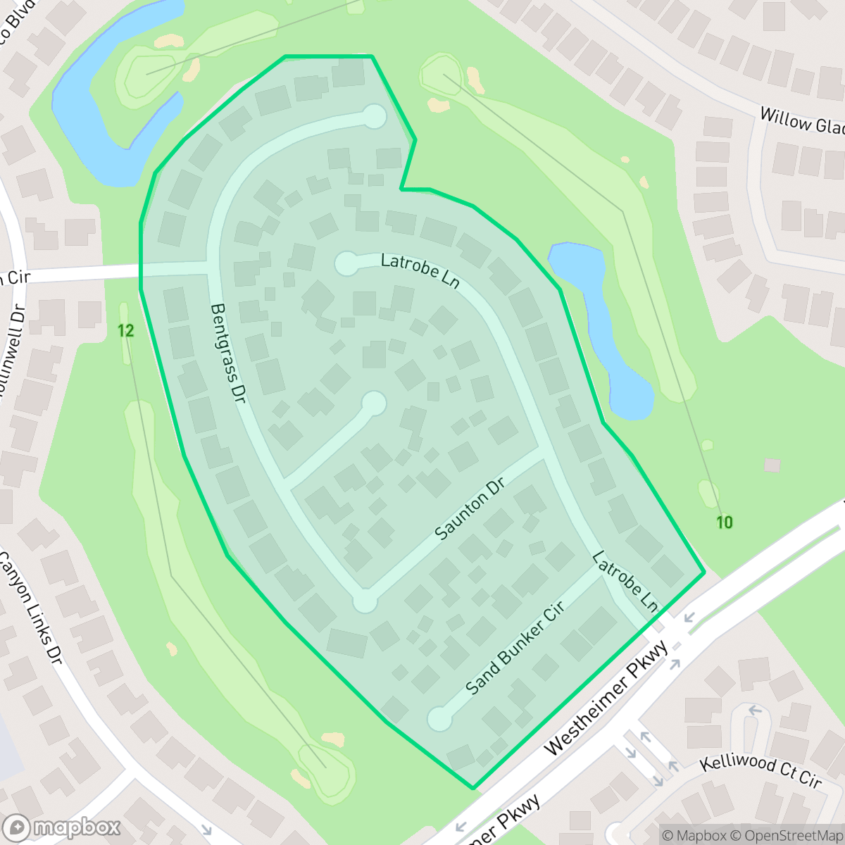 Map showing the location of Kelliwood Pointe, Cinco Ranch, TX