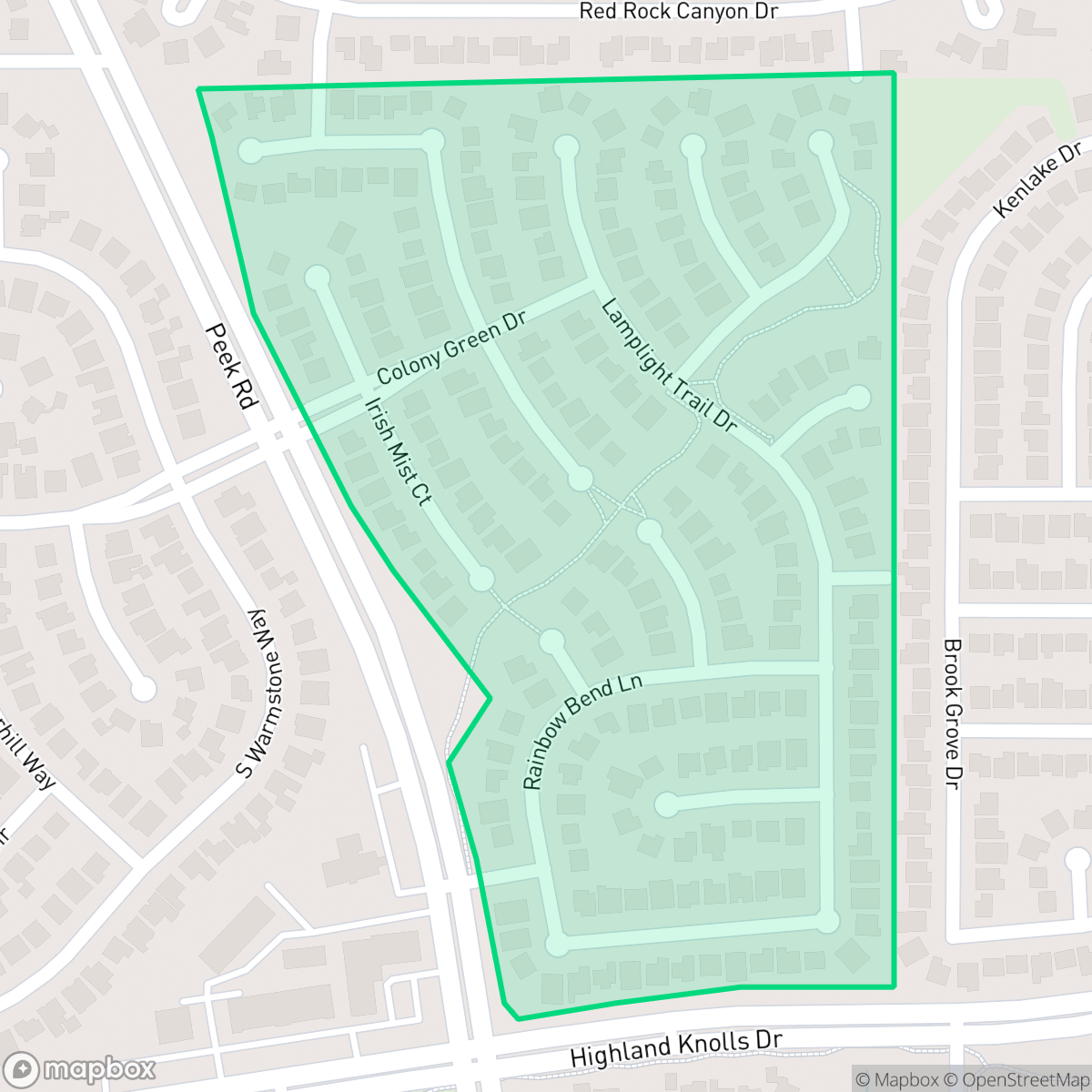 Map showing the location of Meadow Place, Cinco Ranch, TX