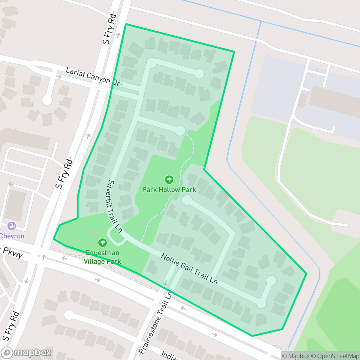 Map showing the location of Park Hollow, Cinco Ranch, TX
