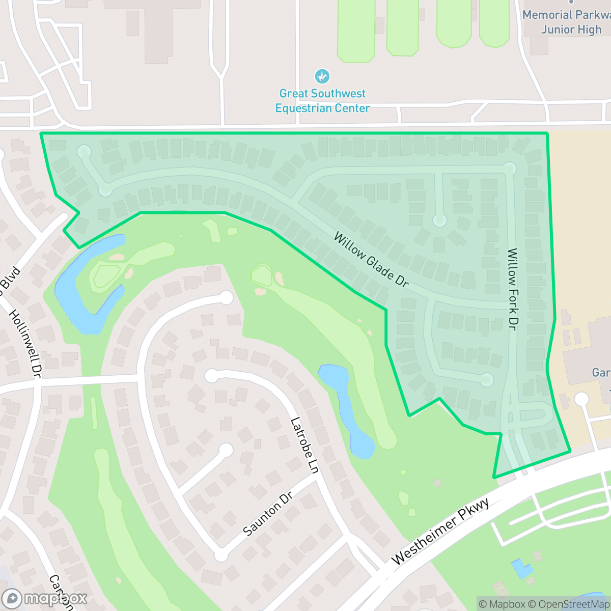 Map showing the location of Willow Park Greens, Cinco Ranch, TX