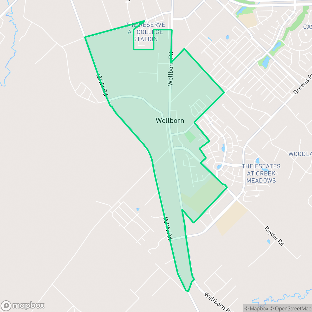 Map showing the location of Wellborn, College Station, TX