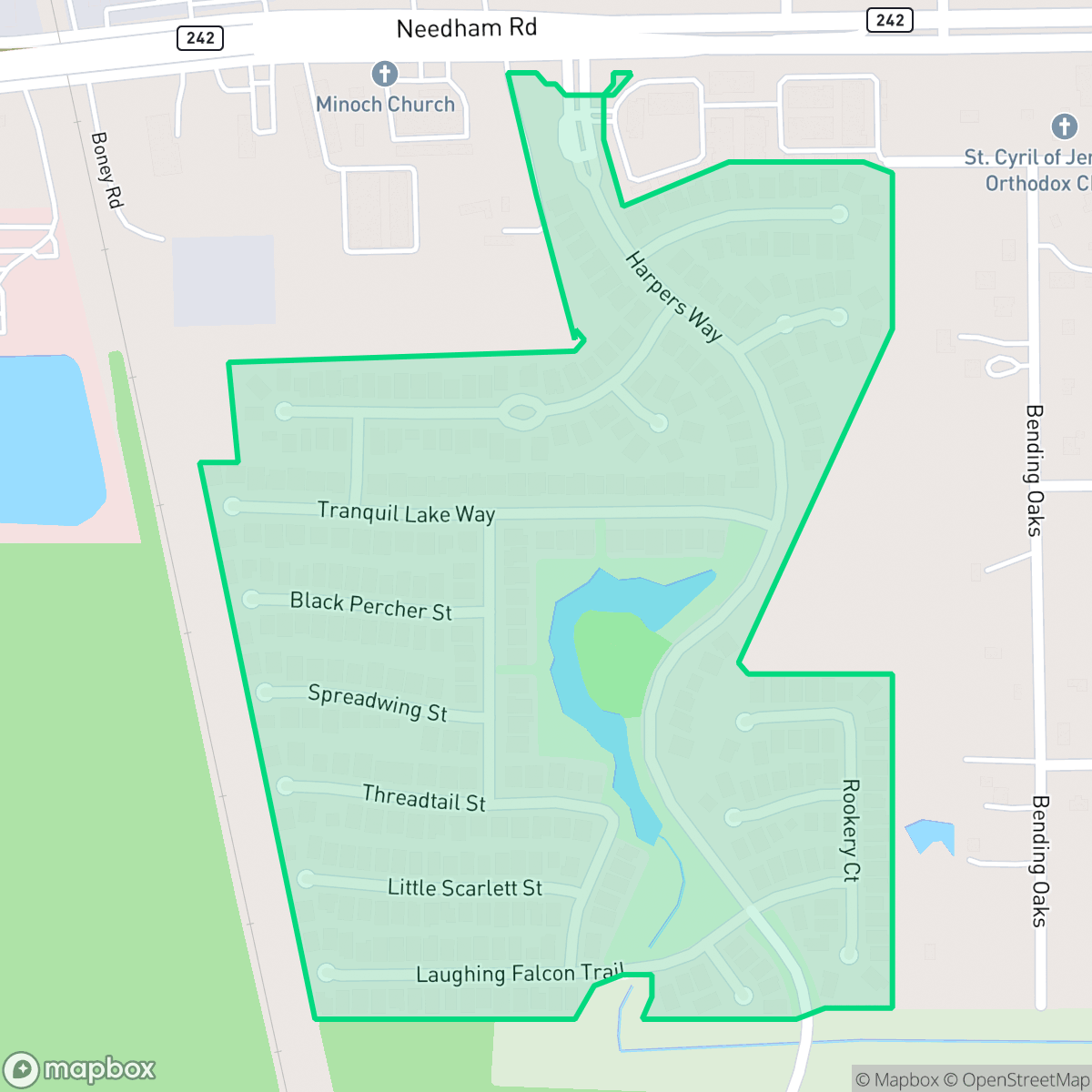 Map showing the location of Harper's Reserve, Conroe, TX