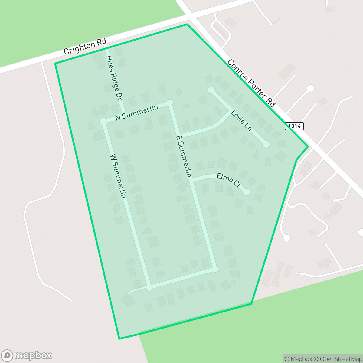 Map showing the location of Southwind Ridge, Conroe, TX
