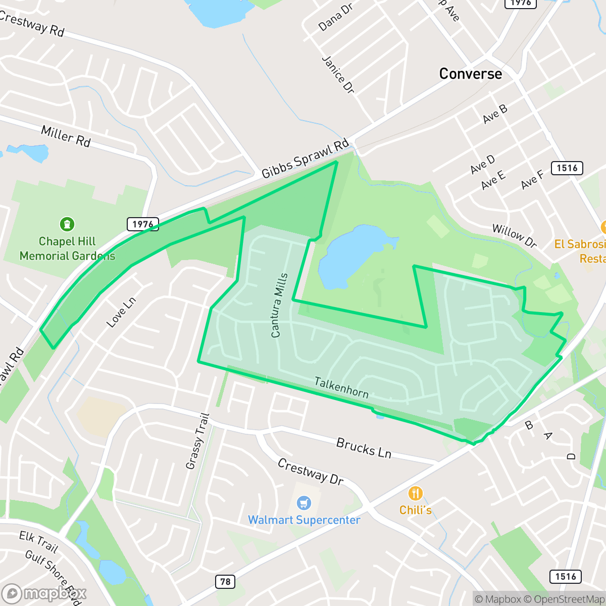 Map showing the location of Northampton, Converse, TX