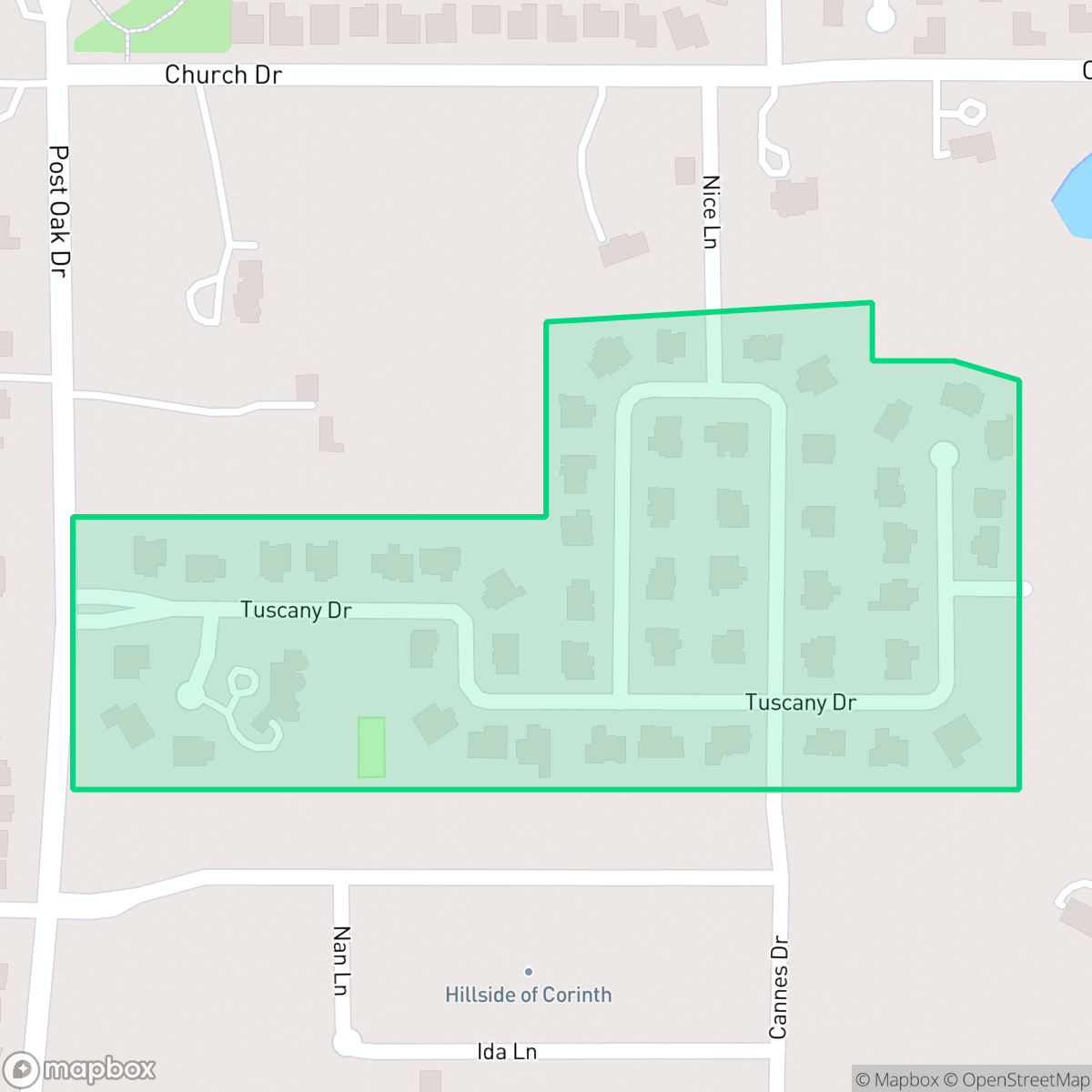 Map showing the location of Provence, Corinth, TX