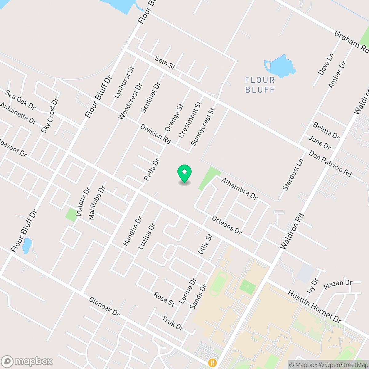 Map showing the location of Flour Bluff, Corpus Christi, TX