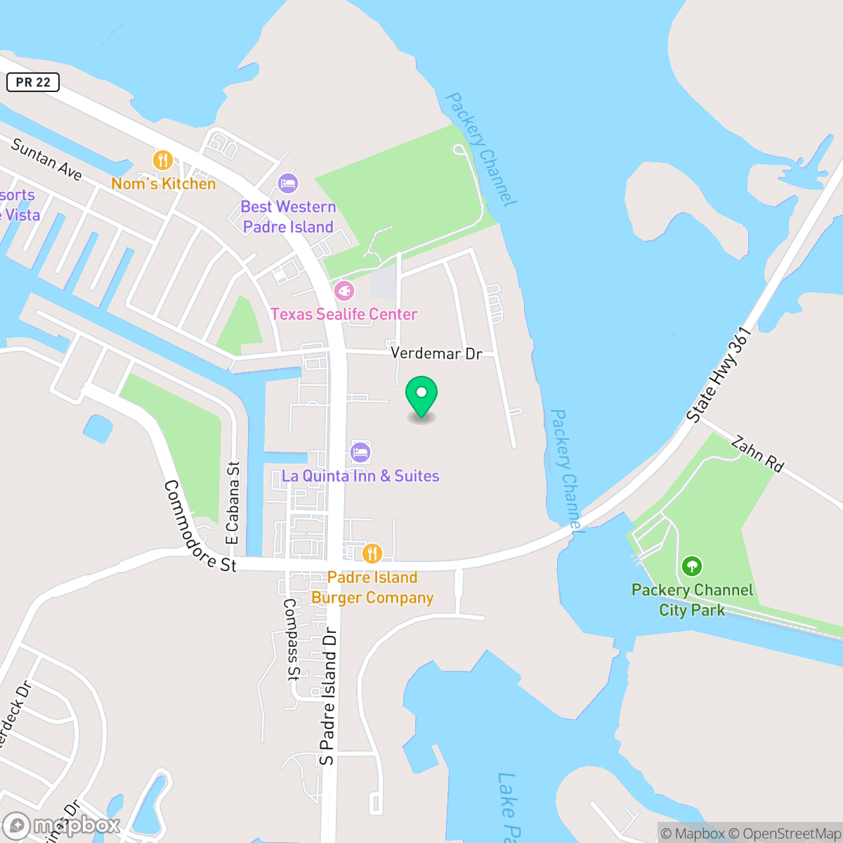 Map showing the location of Mustang-Padre Island, Corpus Christi, TX