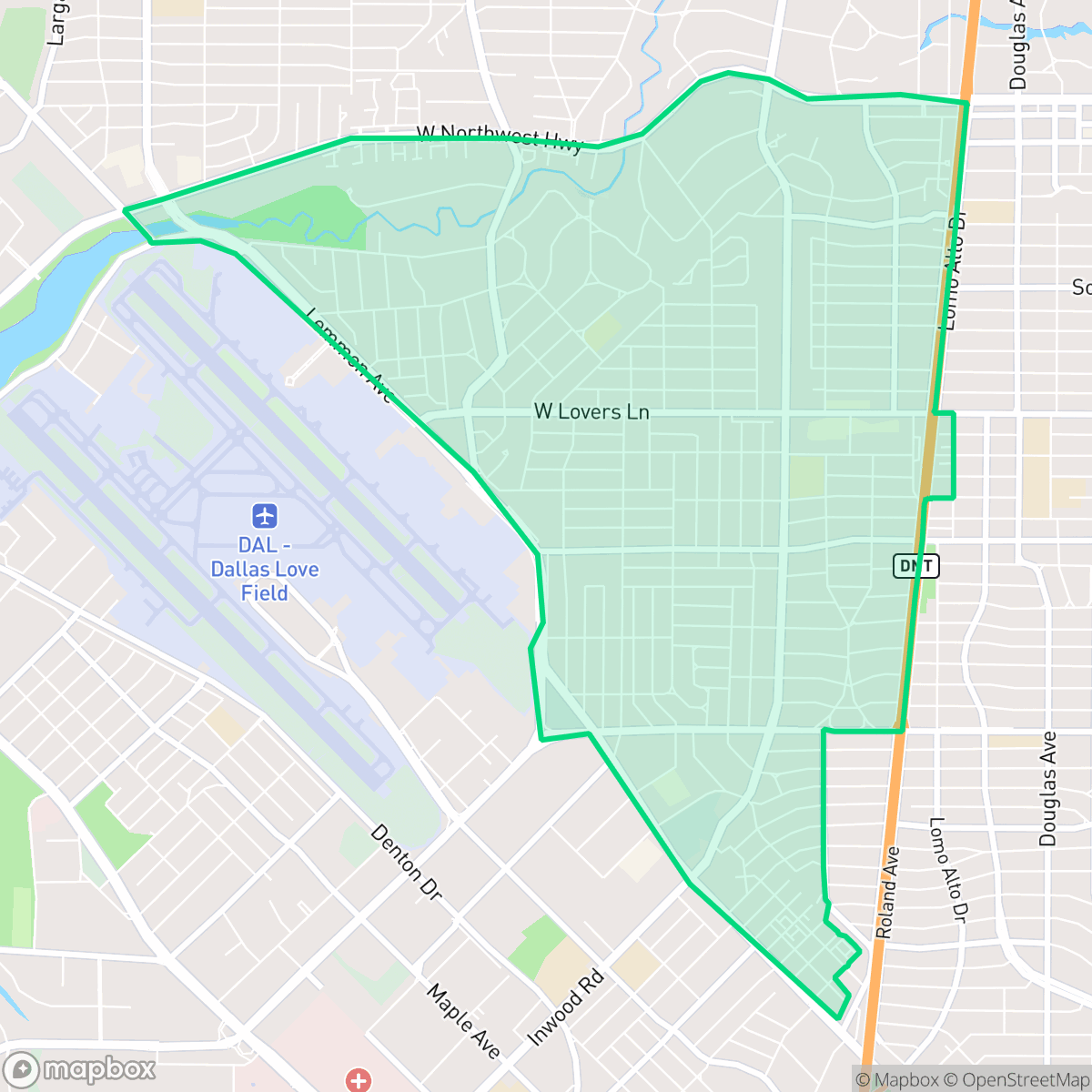 Map showing the location of Bluffview, Dallas, TX