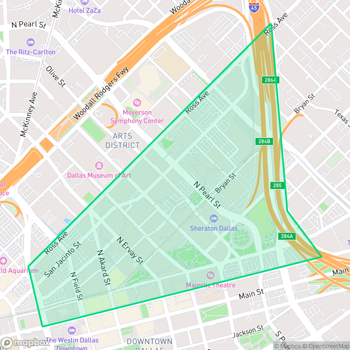 Map showing the location of City Center District, Dallas, TX