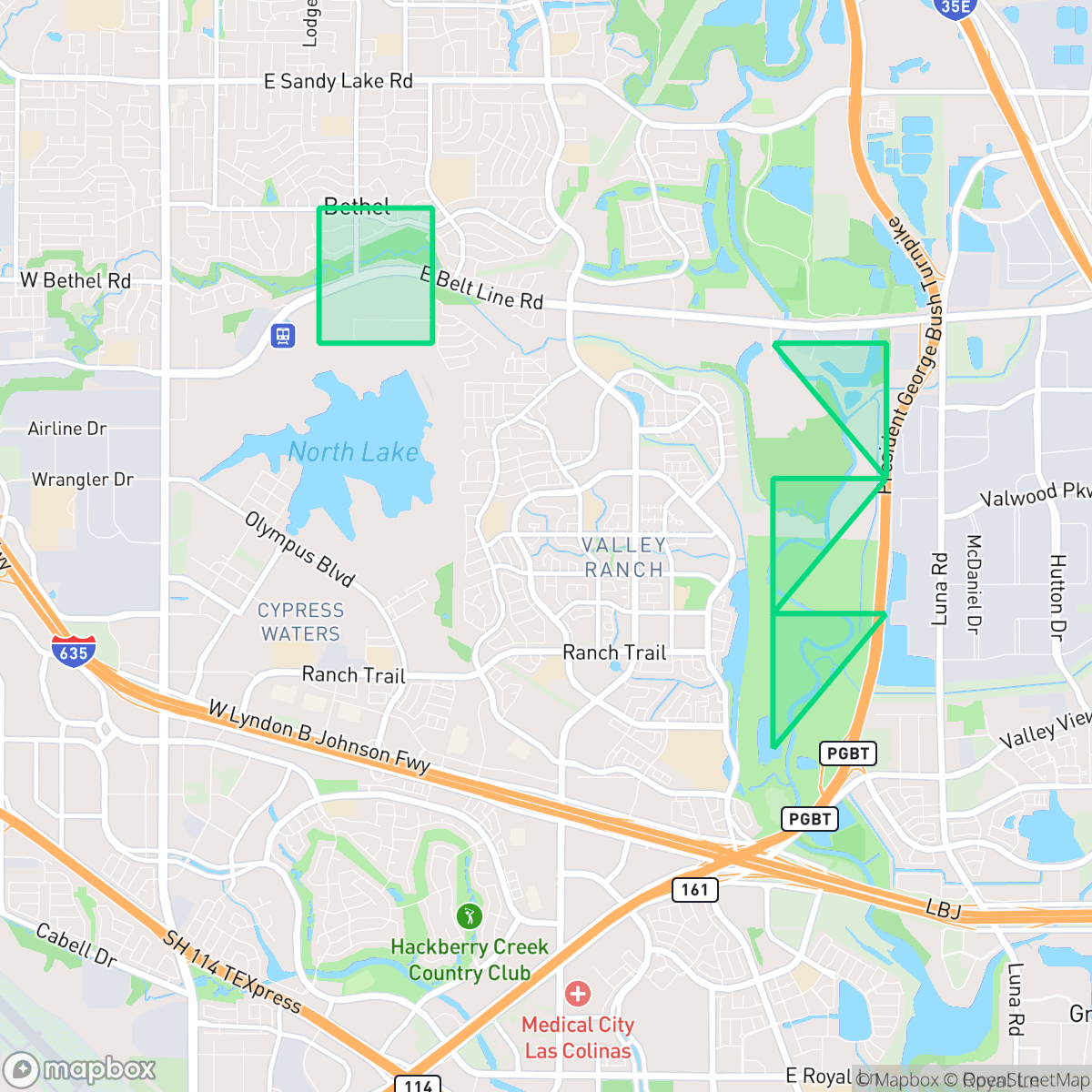 Map showing the location of Coppell, Dallas, TX