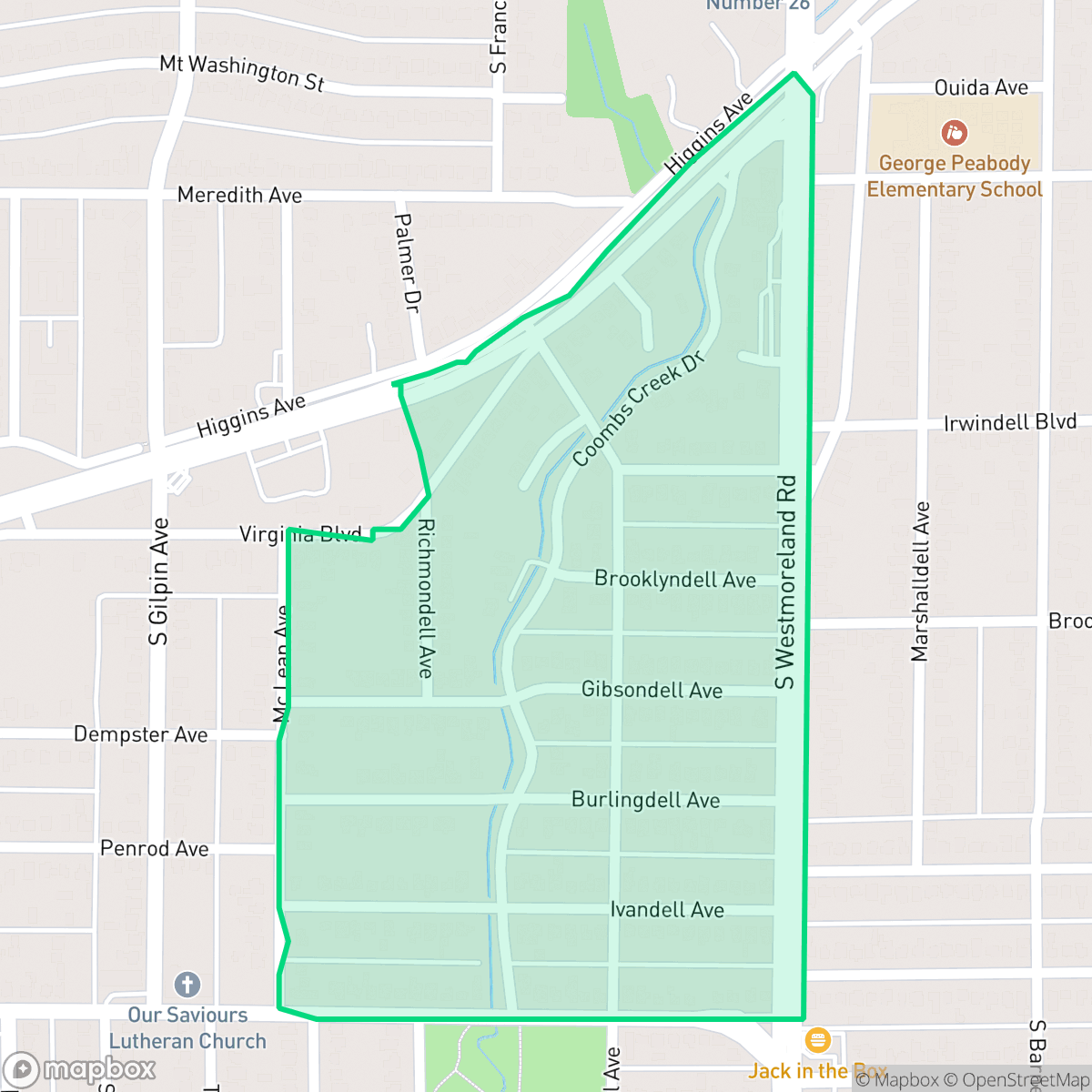 Map showing the location of Dells District, Dallas, TX