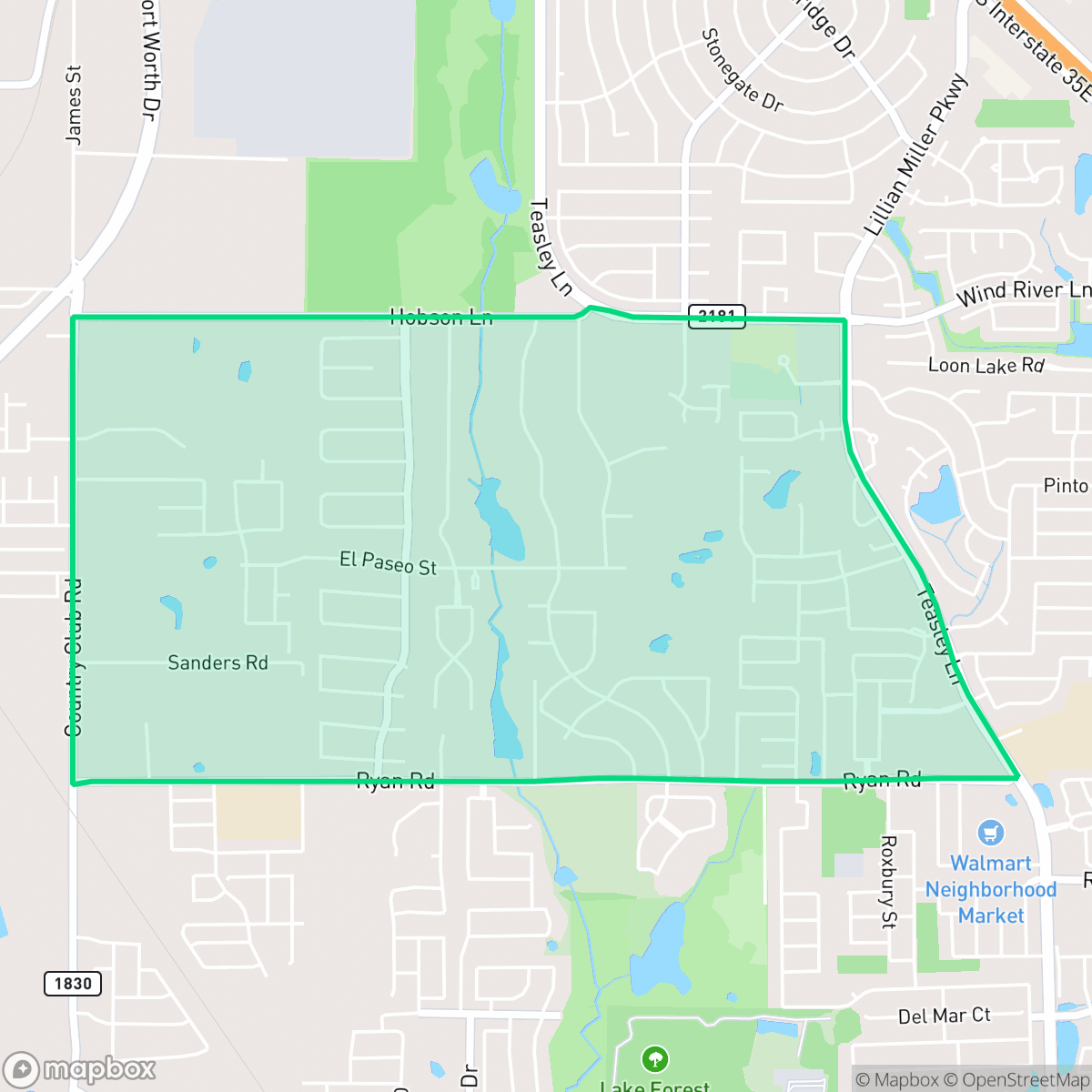 Map showing the location of Forrestridge, Denton, TX