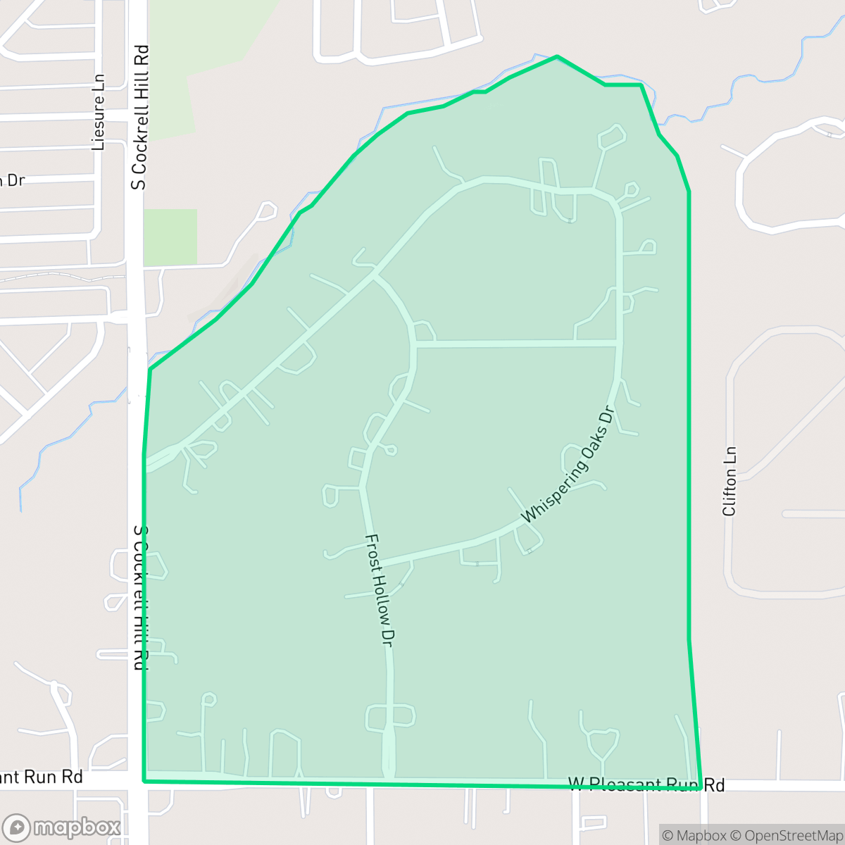 Map showing the location of Frost farms, DeSoto, TX