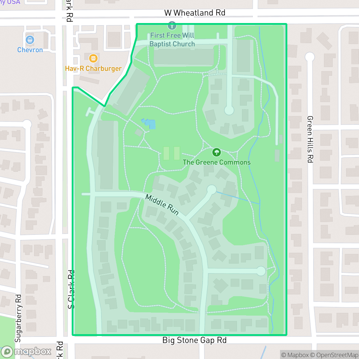 Map showing the location of The Greene, Duncanville, TX