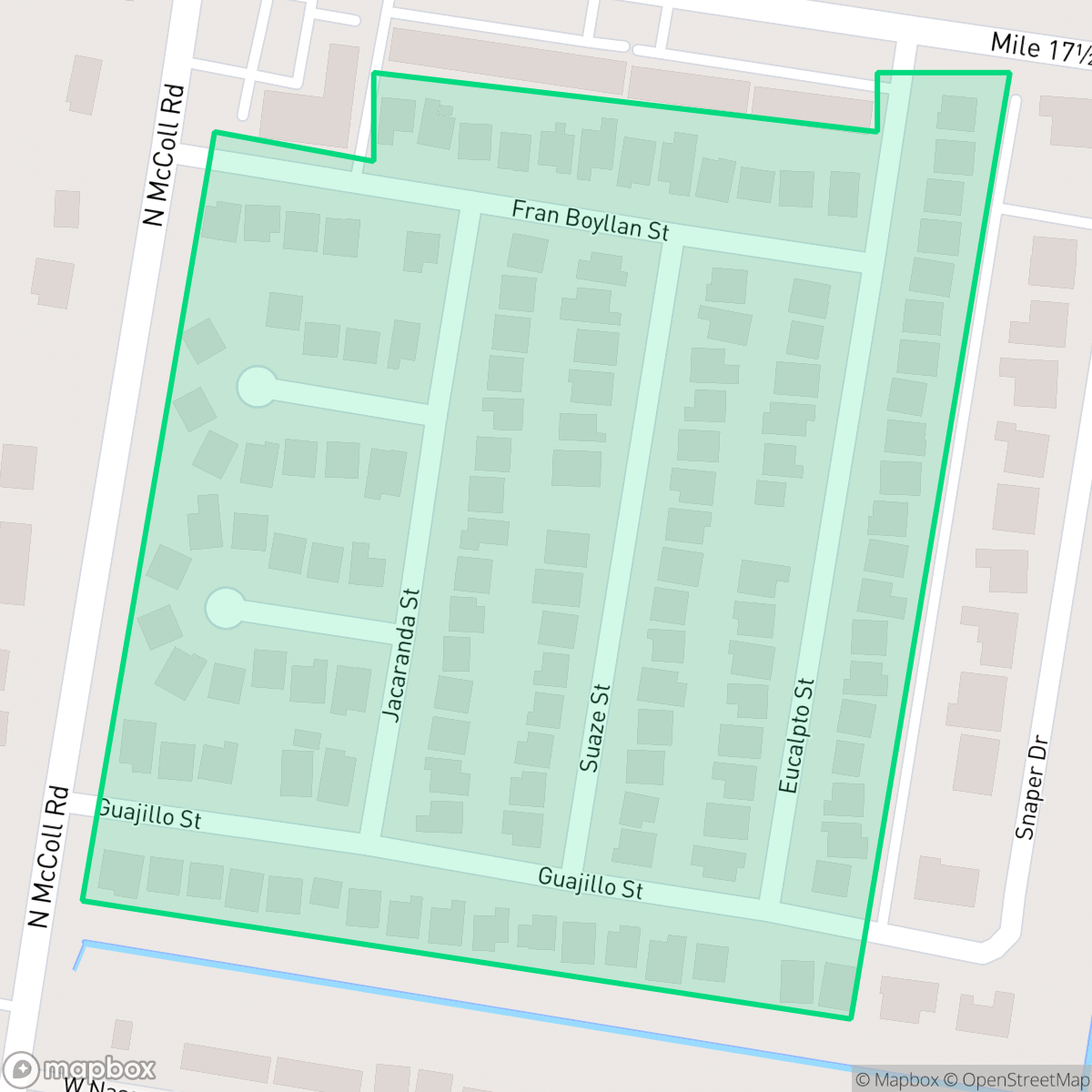 Map showing the location of Encinos Escondidos, Edinburg, TX