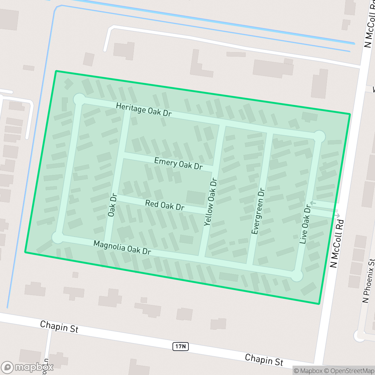 Map showing the location of Live Oak Mobile Home Park, Edinburg, TX