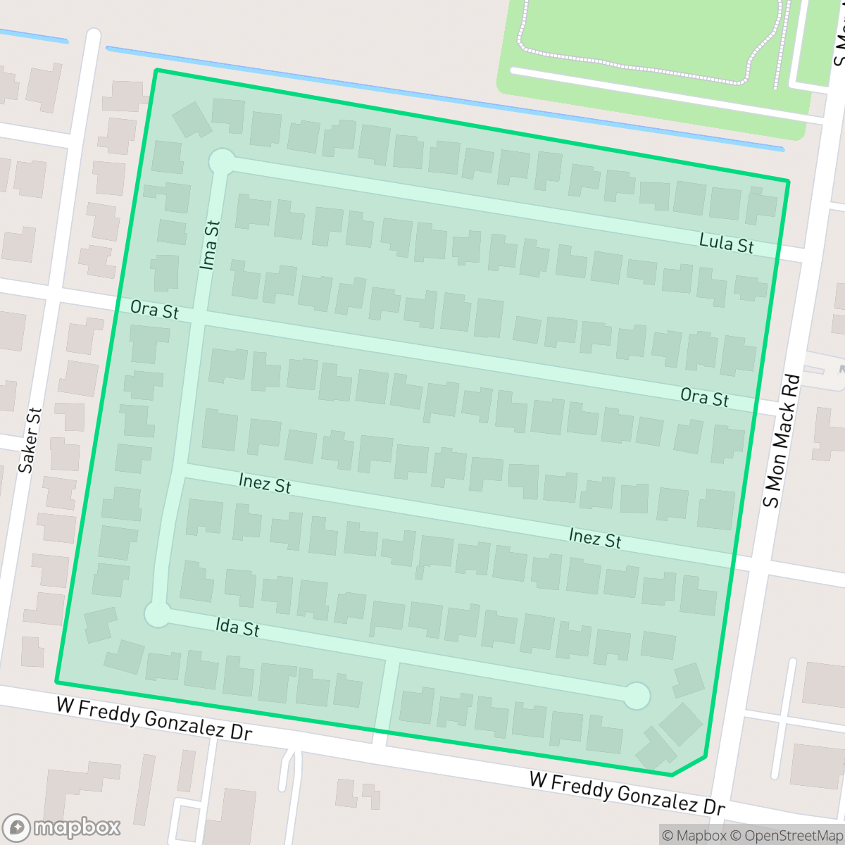 Map showing the location of Olivia Estates, Edinburg, TX