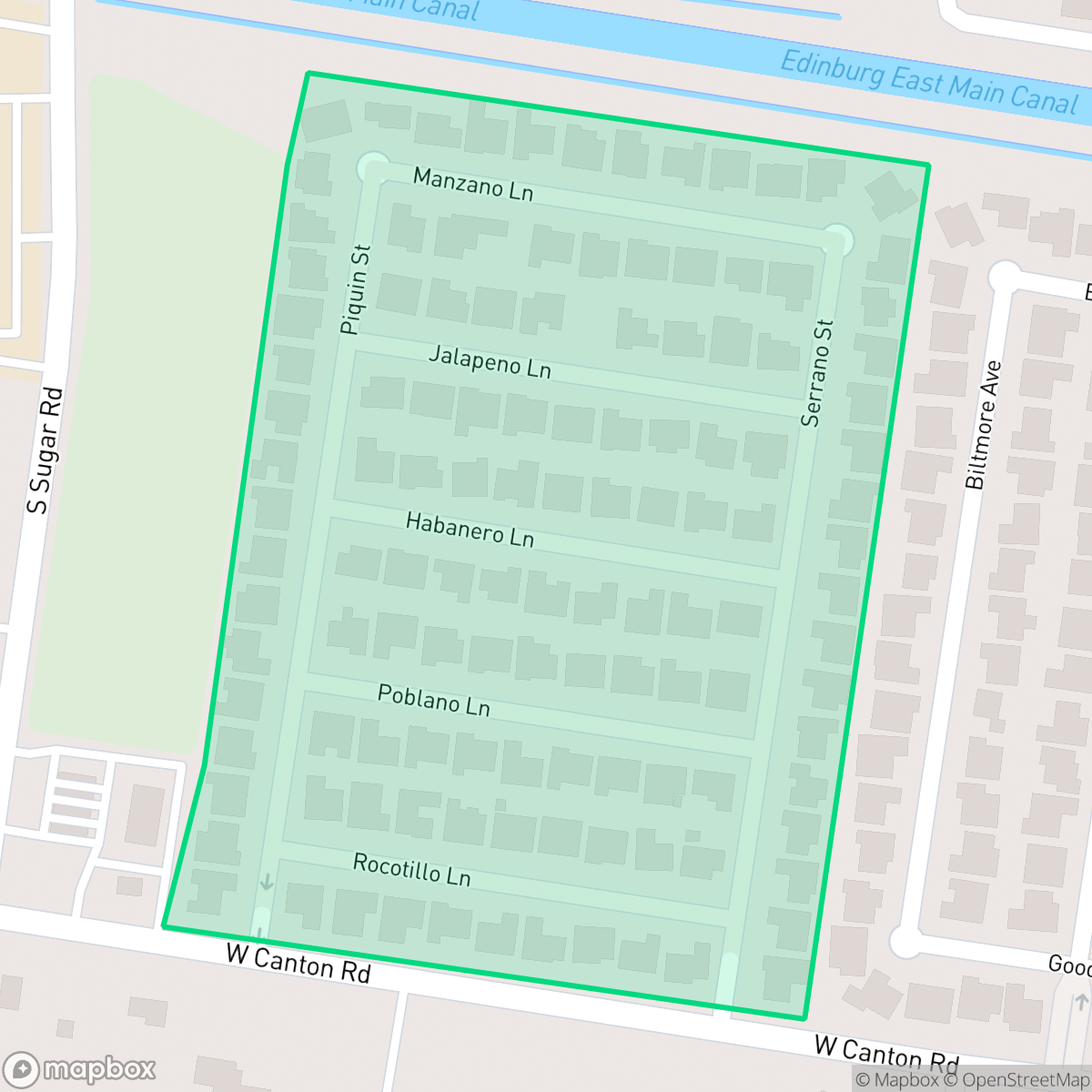Map showing the location of Pepper Ridge Estates, Edinburg, TX