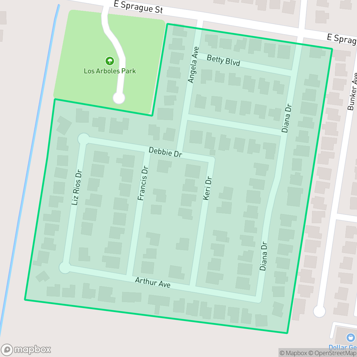 Map showing the location of Rayo Del Sol Estates, Edinburg, TX