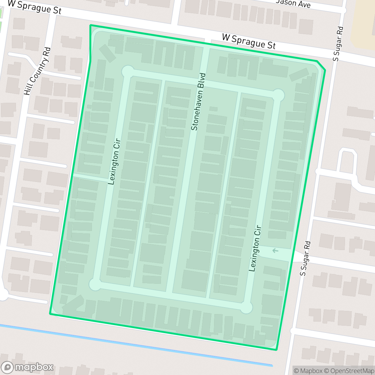 Map showing the location of Sugar Hill Estates, Edinburg, TX