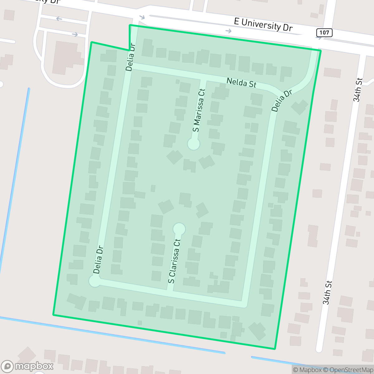 Map showing the location of Urbana Vista, Edinburg, TX