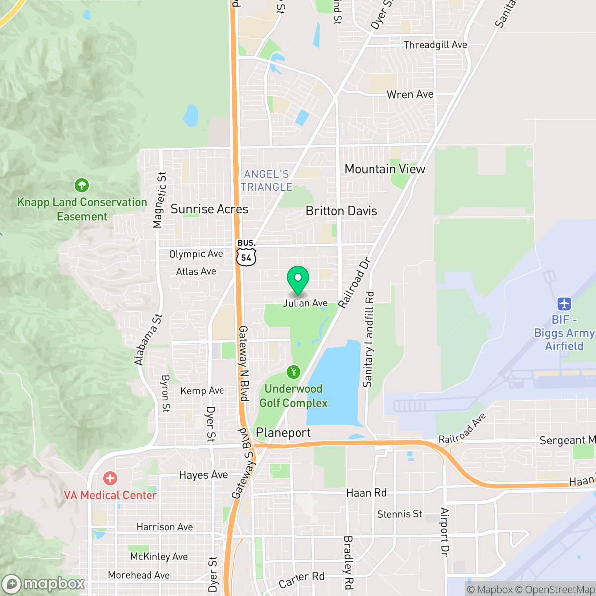 Map showing the location of El Paso, TX — coverage area