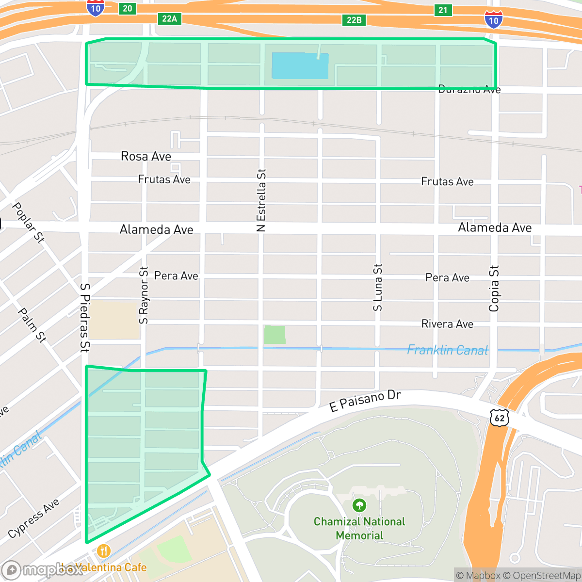 Map showing the location of A Presidential Neighborhood, El Paso, TX