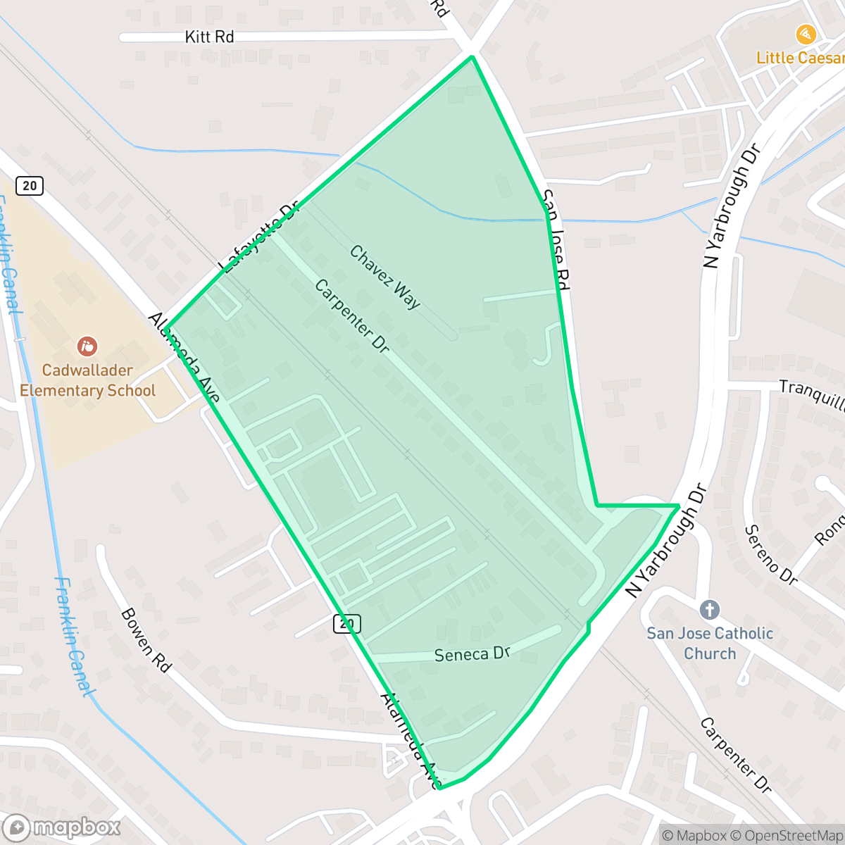 Map showing the location of Carpenter, El Paso, TX