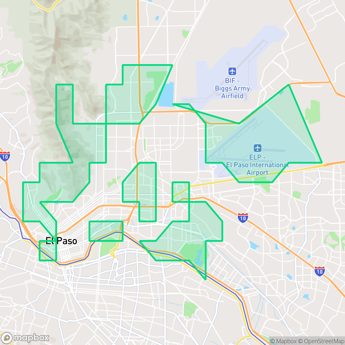 Map showing the location of Central, El Paso, TX