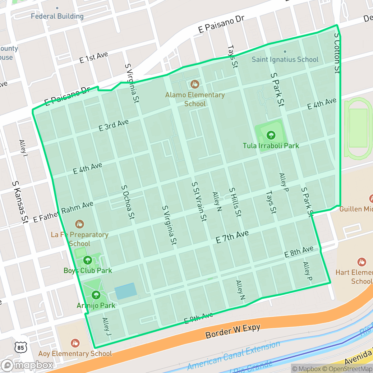 Map showing the location of Eagle Estates Homeowners Association, El Paso, TX