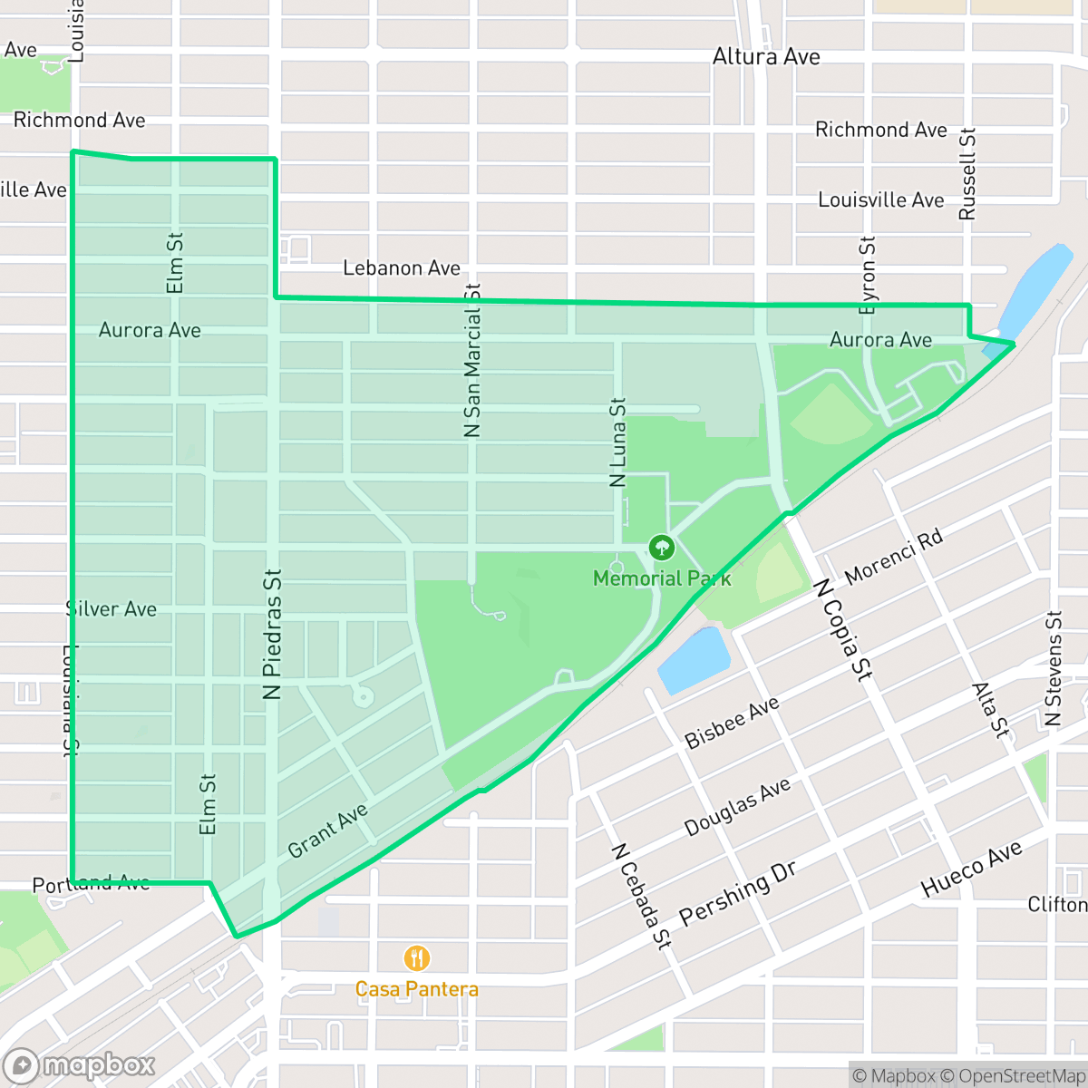 Map showing the location of Manhattan Heights, El Paso, TX
