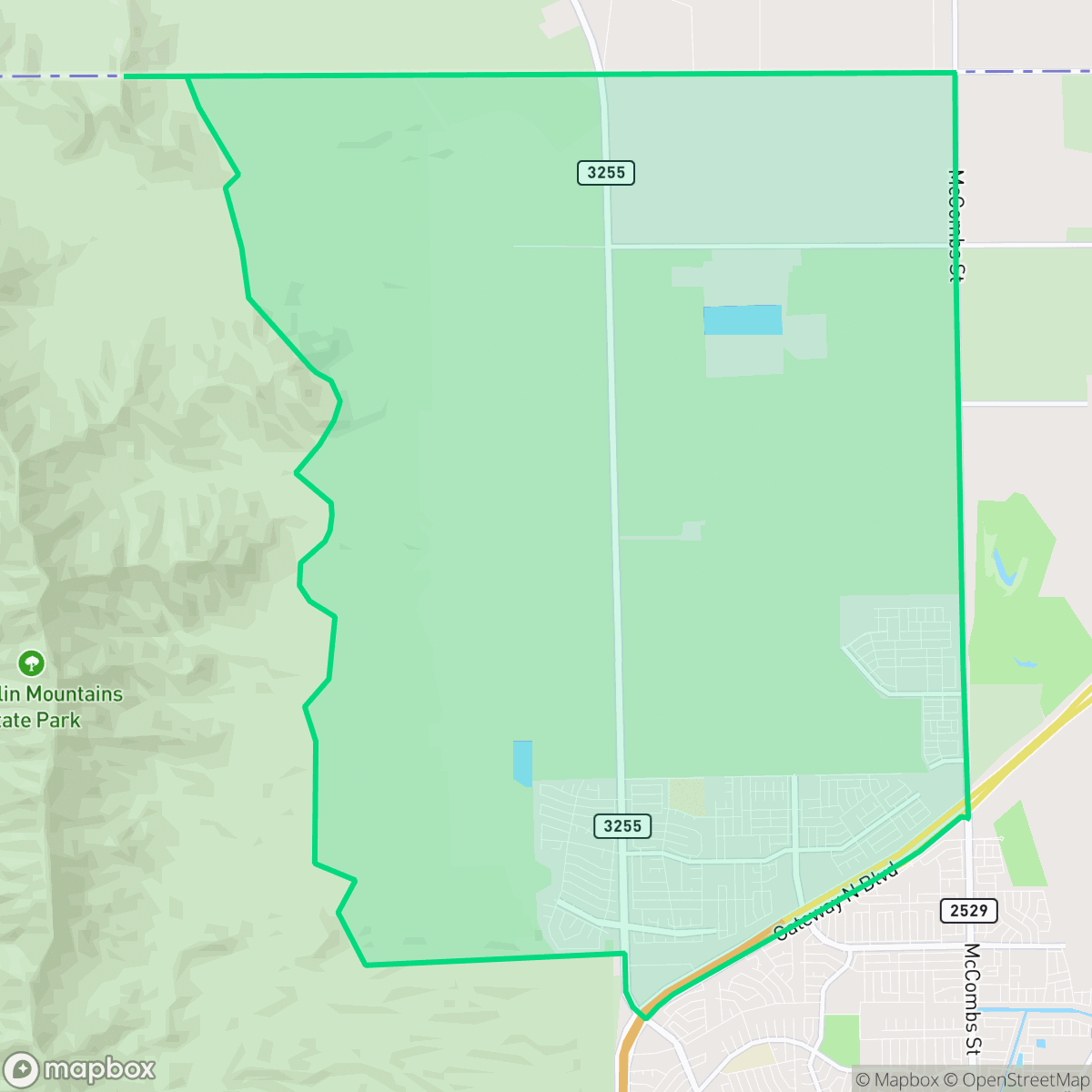 Map showing the location of North Hills, El Paso, TX