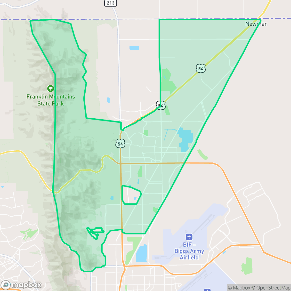 Map showing the location of Northeast, El Paso, TX