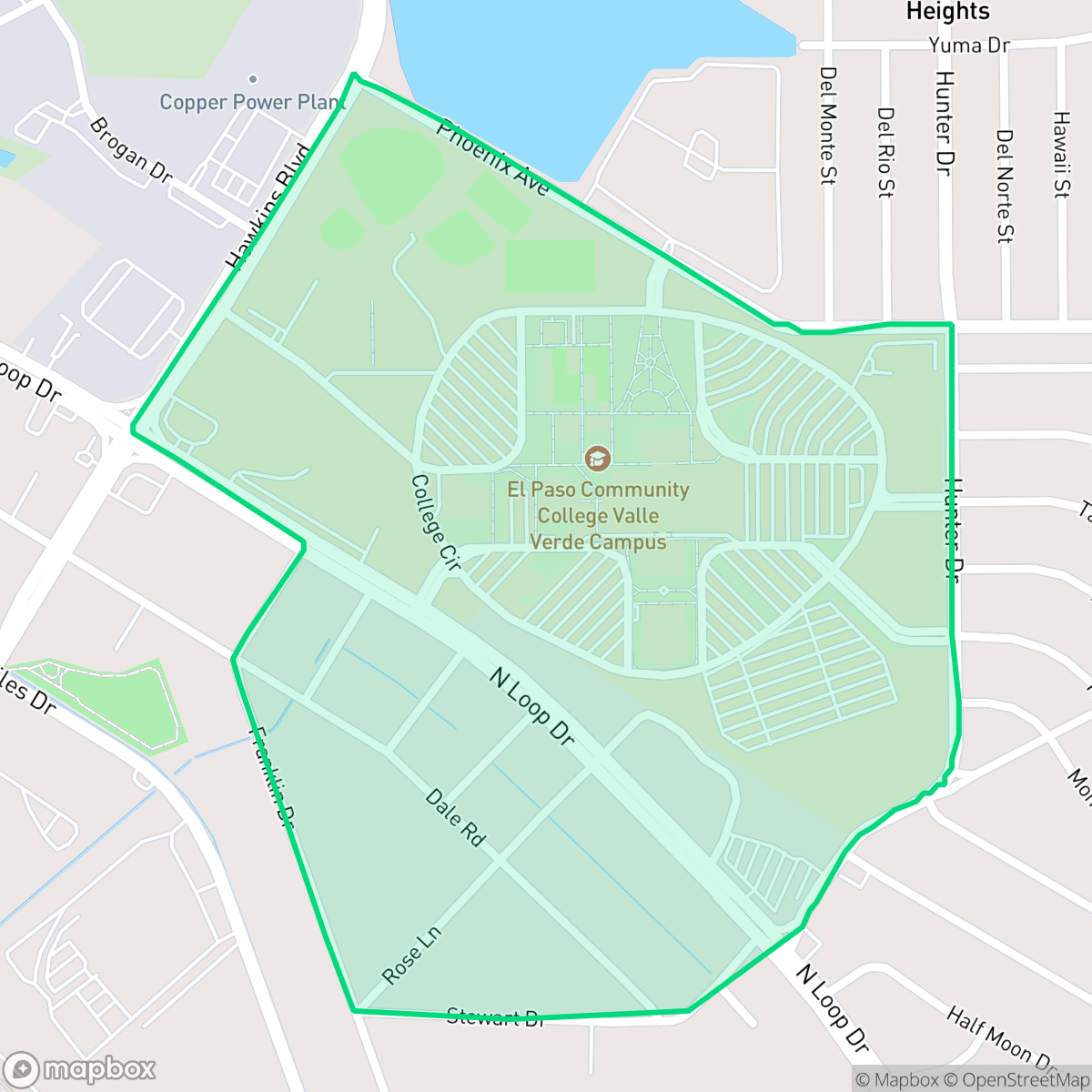 Map showing the location of Rosedale, El Paso, TX