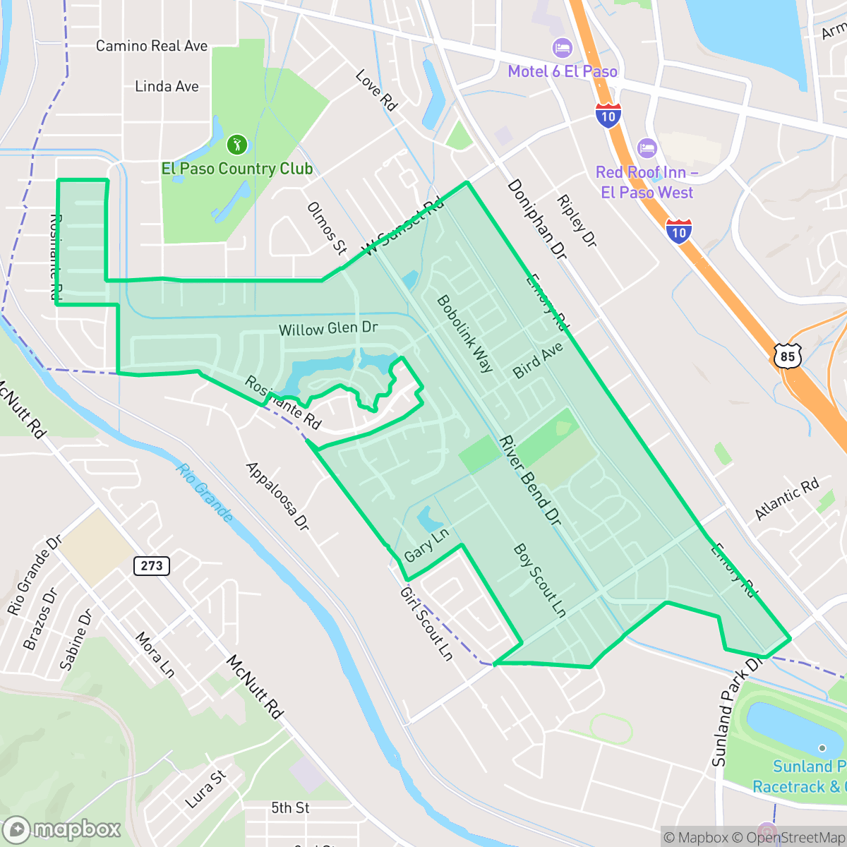 Map showing the location of Zach White, El Paso, TX