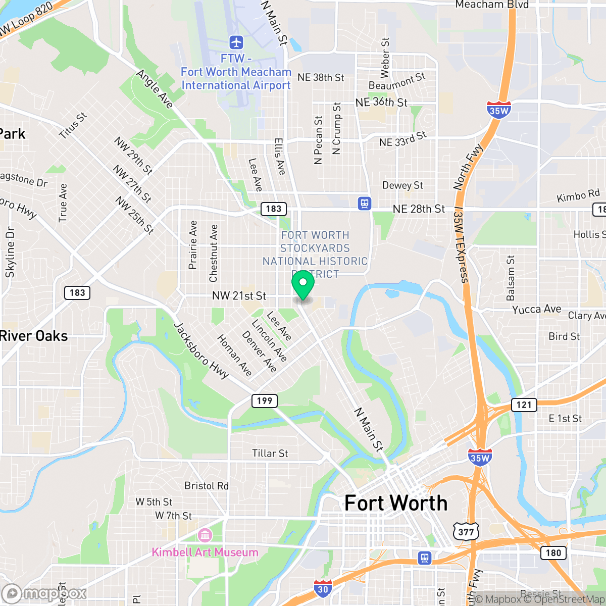 Map showing the location of Fort Worth, TX — coverage area