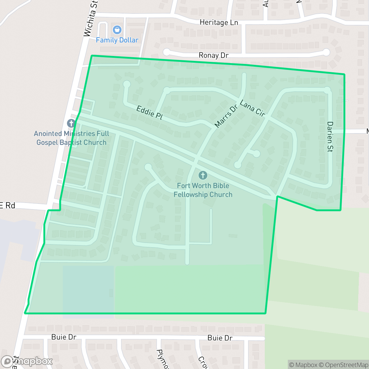 Map showing the location of Altemesa East, Fort Worth, TX