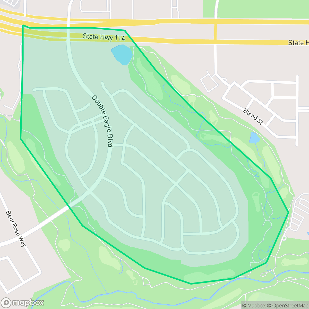 Map showing the location of Beechwood Creek, Fort Worth, TX