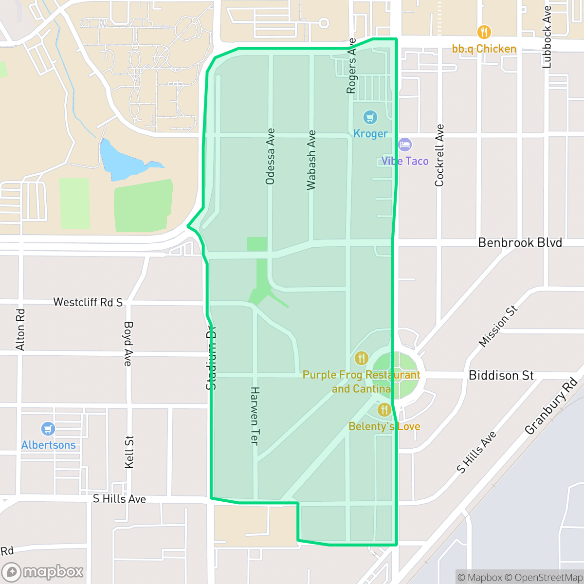 Map showing the location of Bluebonnet Hills, Fort Worth, TX