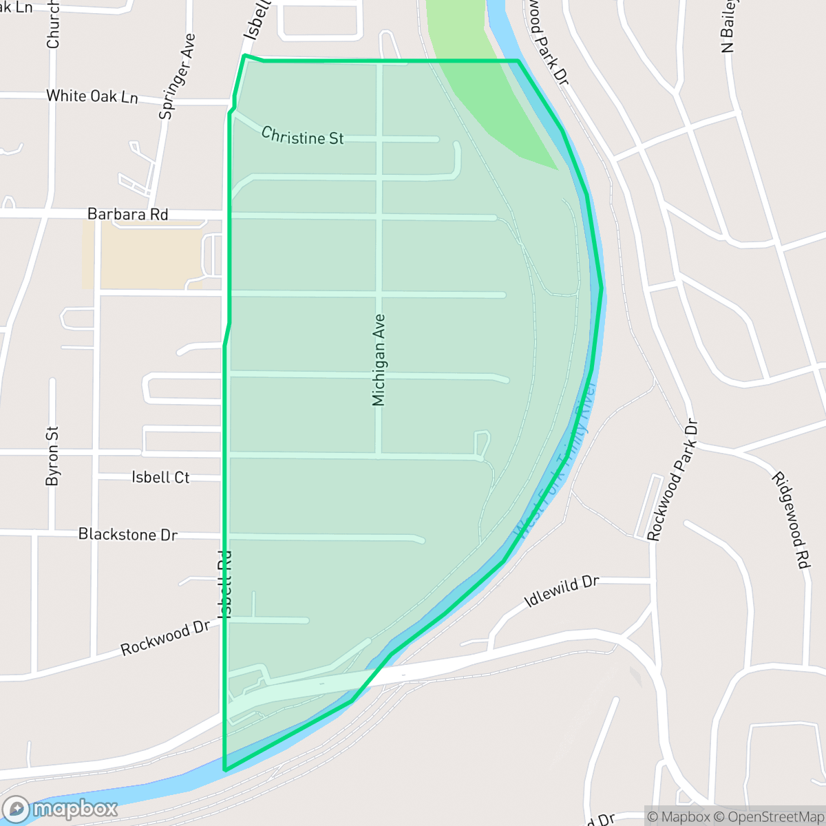 Map showing the location of Brookside, Fort Worth, TX