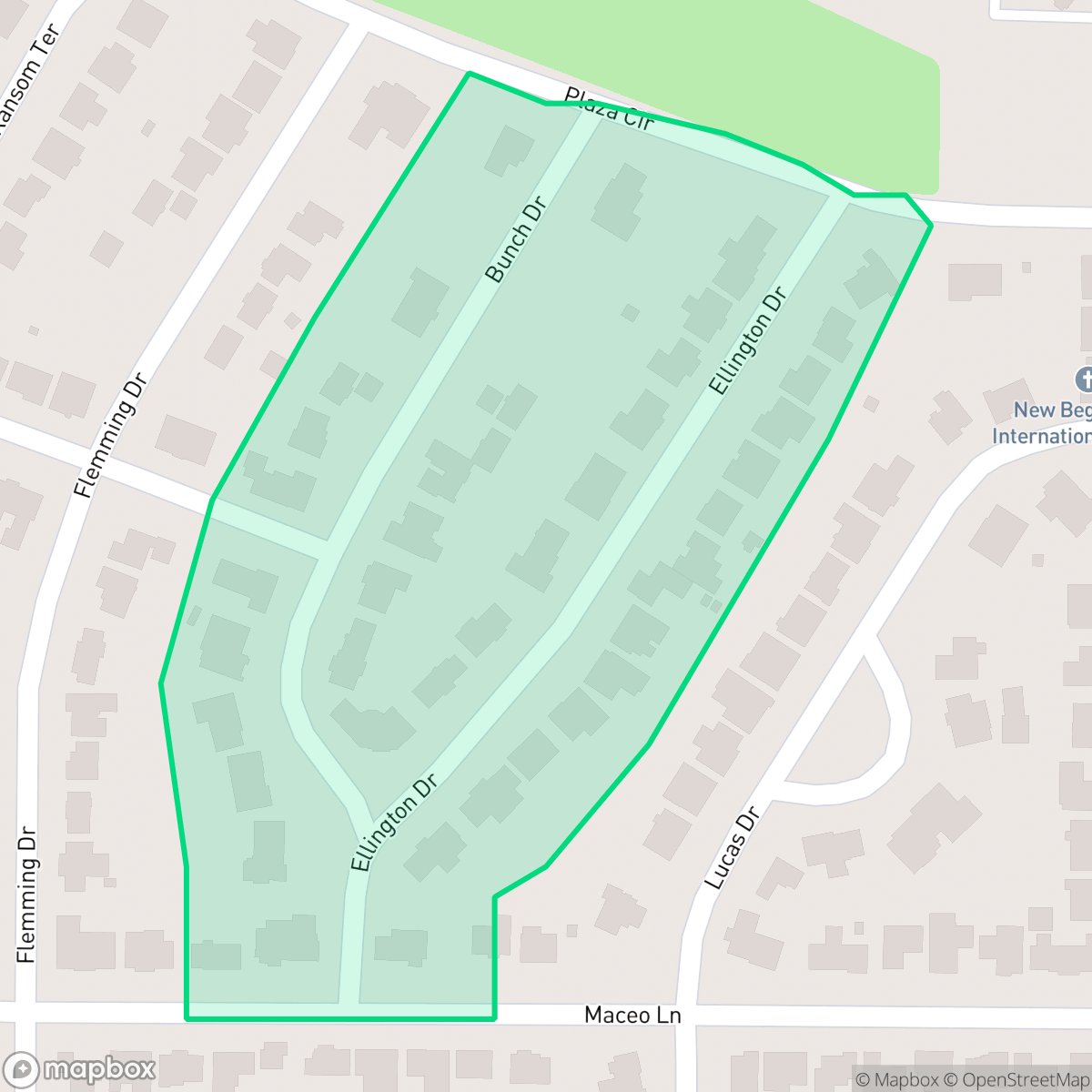 Map showing the location of Bunch-Ellington, Fort Worth, TX
