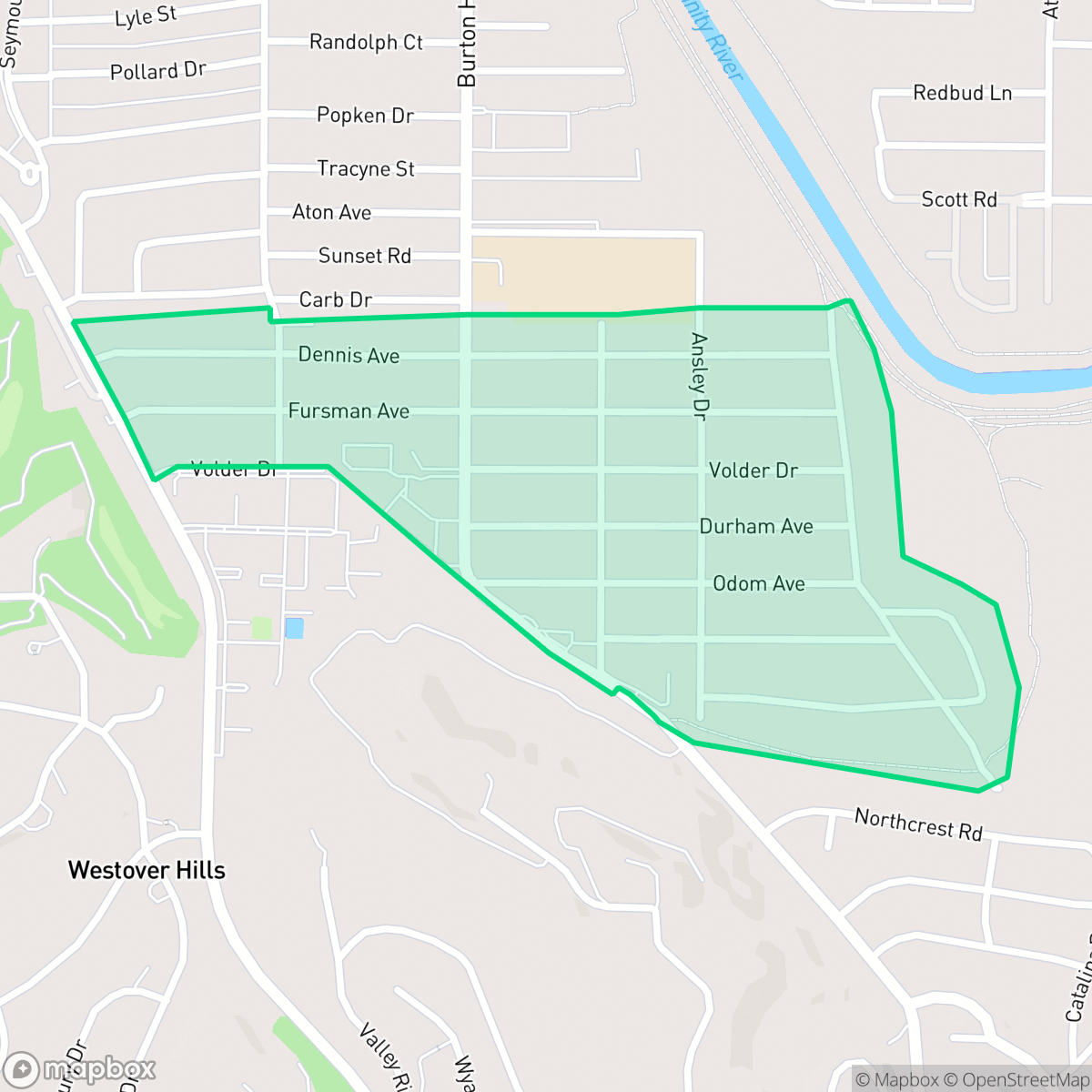 Map showing the location of Burton Hill Trinity Trails, Fort Worth, TX