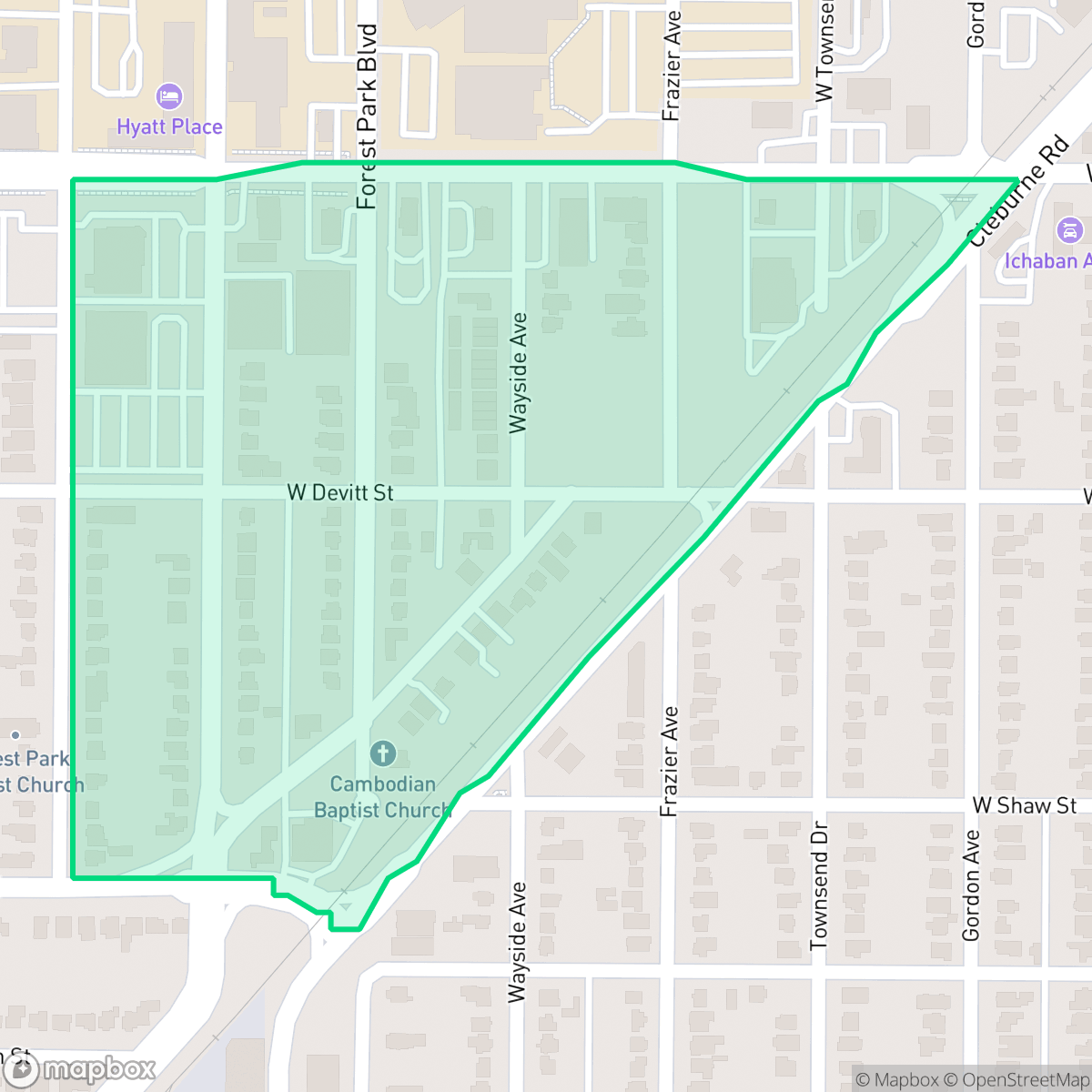 Map showing the location of Byers McCart, Fort Worth, TX
