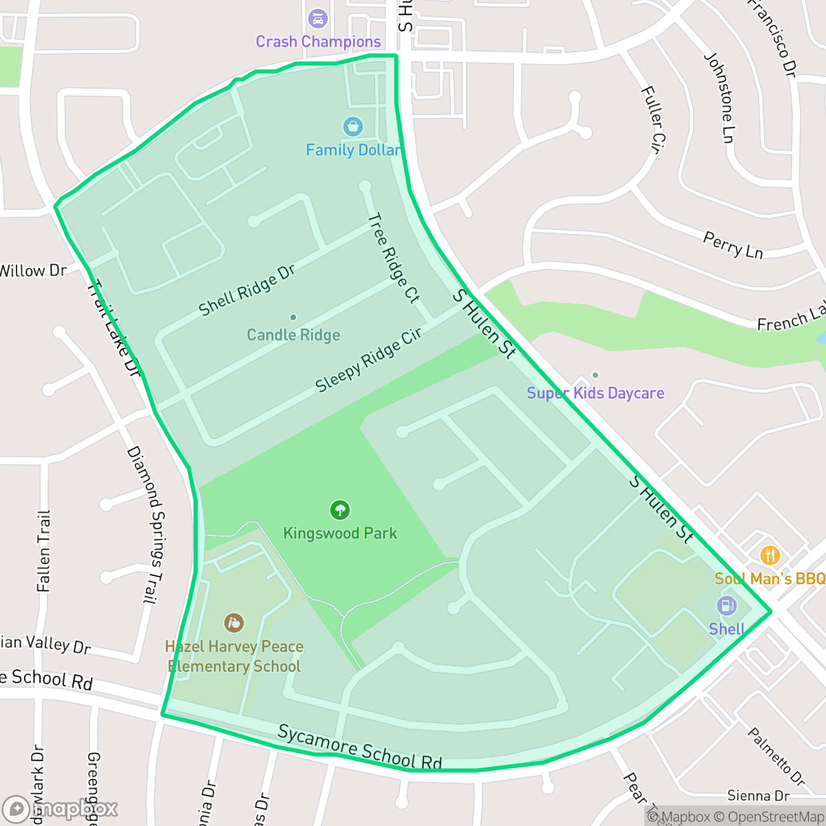 Map showing the location of Candle Ridge West, Fort Worth, TX