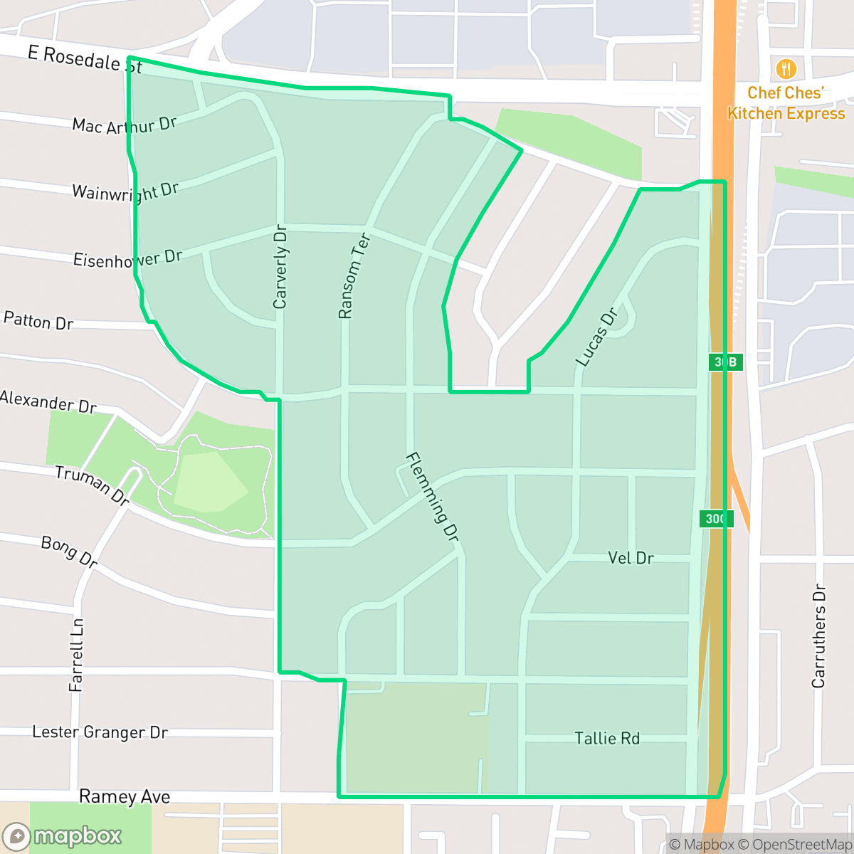Map showing the location of Carver Heights, Fort Worth, TX